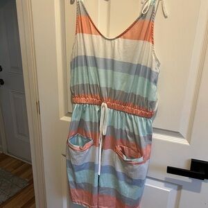 Striped Sleeveless Dress with Pockets